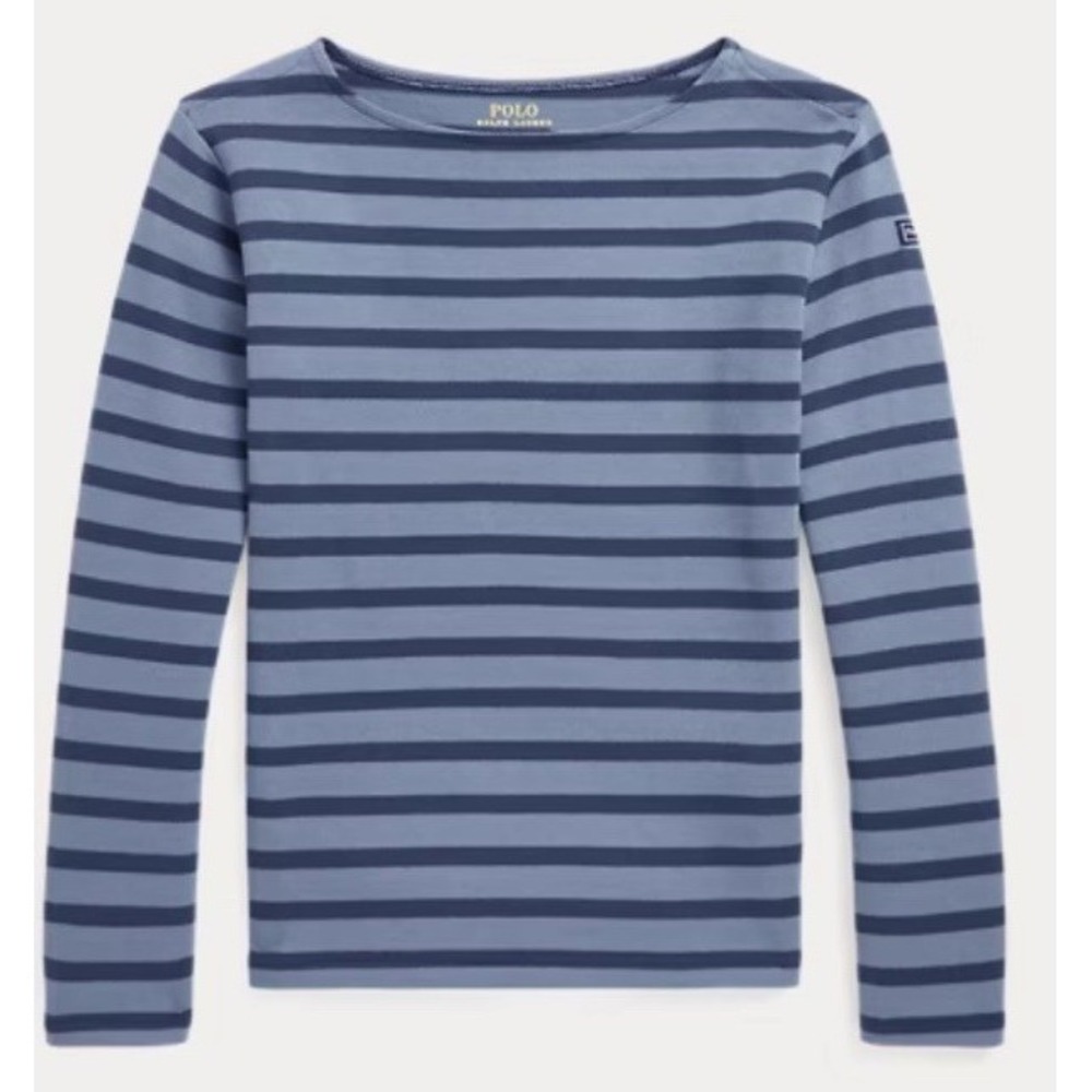 Polo Ralph Lauren Girls Navy Multi Striped Cotton Jersey Top Size M(8-10) NWT